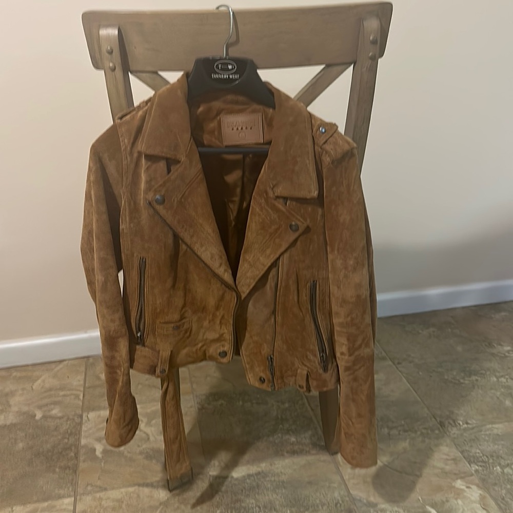 Camel suede moto jacket